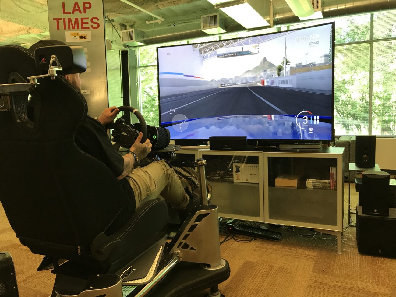 Jonny Collins on the Forza Motorsport simulator