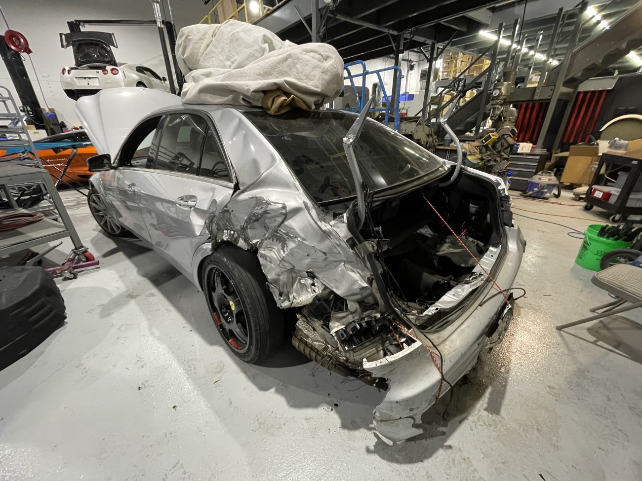 The damage to the Cannonball Record E63 AMG