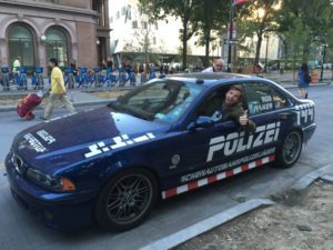 Ed Bolian Arne's Antics Bluesmobile C2C Express Winner 2016 Classic Car Cannonball Run Record Polizei144 BMW M5