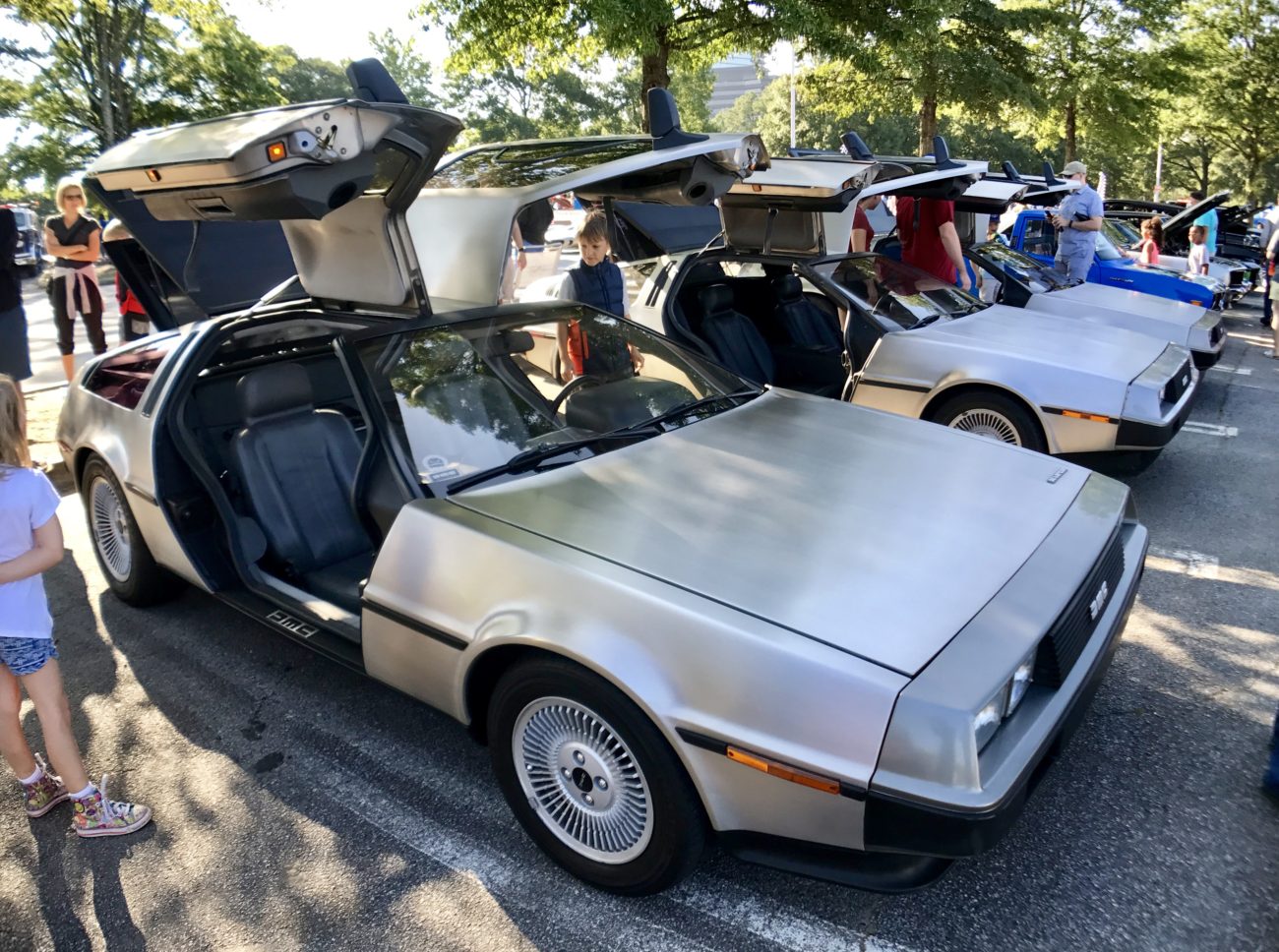 Where else besides Caffeine & Octane can you see 3 DeLorean DMC-12's?